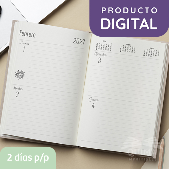 Agenda 2027 Dos días por página - Boho
