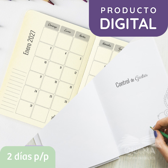 Complemento Planner y Gastos p/ Agenda Boho 2 días por página 2027
