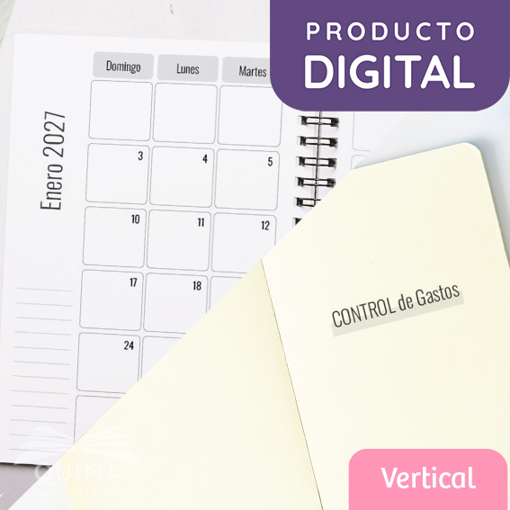 Complemento Planner y Gastos p/ Agenda Clásica Semanal Vertical 2027