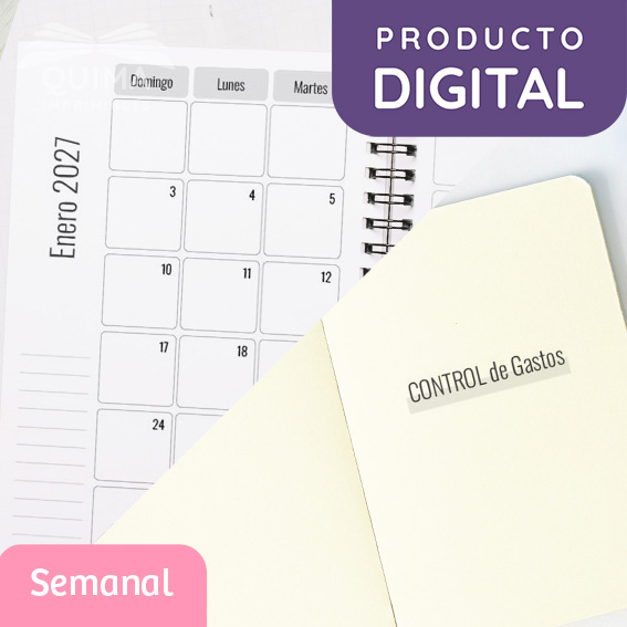 Complemento Planner y Gastos p/ Agenda Clásica Semanal 2027